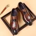 Men's leather shoes Leather vintage carved men's shoes men's business dress shoes_vogvips.com
