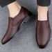 Men's Leather Shoes Style Low-top Retro Round Head Leather Shoes Dress Foot Loafers_vogvips.com