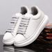 CombiQueen Men's White Leather Sneakers Casual Sports Shoes Violent Bear Brand Genuine Leather Couple's Versatile Footwear for Spring And Autumn_vogvips.com