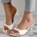 plus Size Women's Square Toe Fashion Sandals High Heeled Stiletto Bow Decoration Solid Color_vogvips.com
