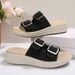 Slippers For Women With Thick Soled Belt Buckle Rhinestone Slippers For Women_vogvips.com