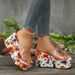 Plus Size Foreign Trade Thick-Soled Slide For Women Colorful Striped Wedge Heel Fabric Beach Sandals Slippers_vogvips.com
