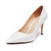 Women's Plus Size High Heels White Stiletto Pointed Toe Suede Work Shoes Spring Autumn Style_vogvips.com