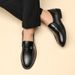 Business Formal British Korean Style Slip-On Black Casual Youth Work Men's Leather Shoes_vogvips.com