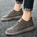 Cowhide Men's Shoes Men's Casual Leather Shoes Increase Height Men's Shallow Mouth One-pedal Shoes Men's Soft Leather Board Shoes_vogvips.com