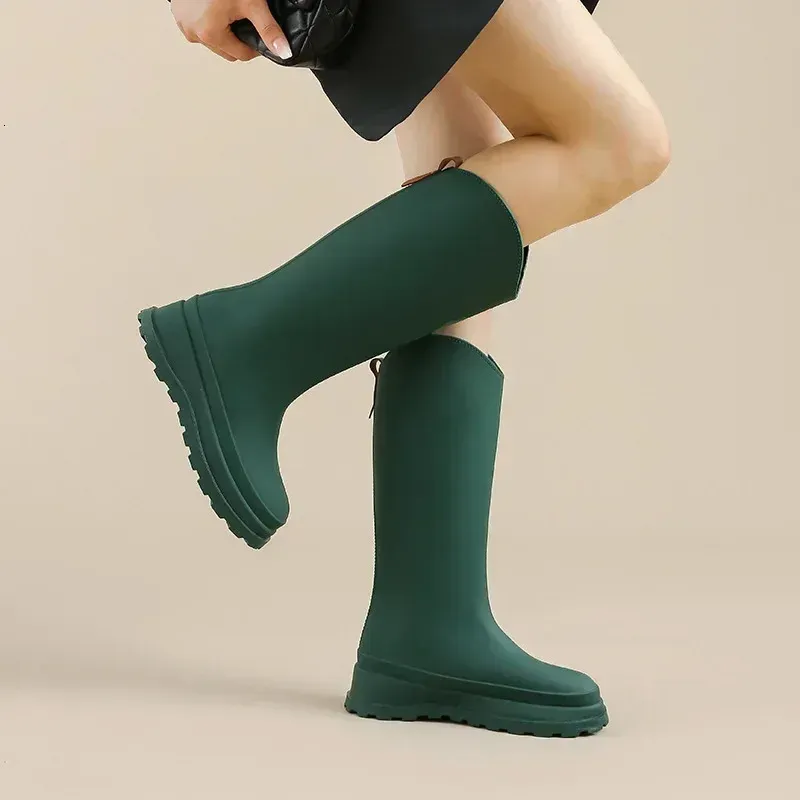 High Rain Women Solid Color Waterproond Anti Slip Work Long Water Shoes Rubber Boots For Direct Transportation 241031_vogvips.com