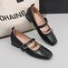 French Square Head Soft Sole Mary Jane Shoes Late Evening Breeze Word With Light Mouth Single Shoes Low Heel_vogvips.com
