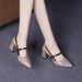 2025 Spring New Women's Pointed Toe Chunky Heel Mary Jane Shoes, Hollow Out Single Strap Patent Leather Mid-Heel Shoes_vogvips.com