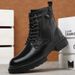 European Warm Series Side Zipper Martin Men High Top British Style Genuine Leather Work Motorcycle Autumn Winter Height Increasing Fleece_vogvips.com
