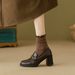 Cowhide Loafers Women's Thick Heel Platform Lazy Small Leather Shoes One Pedal High Heel Single Shoes_vogvips.com