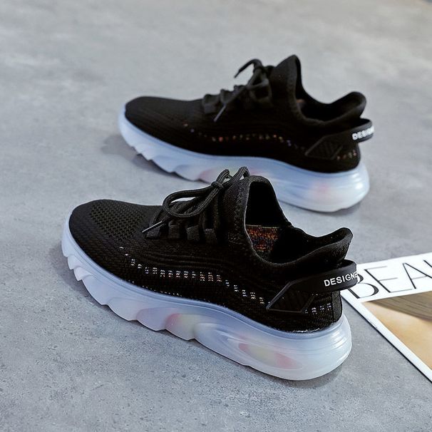 Fly Weave Women's Shoes 2024 Casual Women's Shoes Mesh Breathable Sneakers Women's Jelly Bottom Coconut Shoes Student Running Shoes Women_vogvips.com