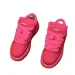 Bright Pink Chunky Platform Sneakers Shock Absorption Wide Laces Suede And Mesh Panels Casual Streetwear Footwear_vogvips.com