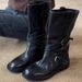 Retro Chic Mid Calf Motorcycle Boots Women's Chunky Heeled Combat Boot With Metal Buckle Design Cool Edgy Street Style Spring_vogvips.com