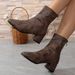 Women's Chunky Heel Ankle Boots - Square Toe Slip-On Casual Booties With Back Zipper, Suede & PU Lining, Comfortable Mid Heel (3-5cm)_vogvips.com