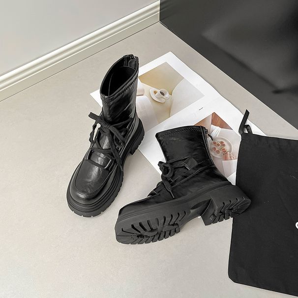 Platform Short Women Martin 2025 New Lace-up British Style Summer Versatile Back Zipper Slimming Boots_vogvips.com