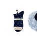Songmu Light Retro Navy Blue "bow Knot Korean Socks Women's Mid Tube Socks Designer Pure Cotton Socks_vogvips.com