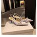 Showing Leg Length Cm High Heel Sandals Thin Heel Bow Pointed Back Empty Single Shoes Women's Summer_vogvips.com