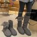 Grey Long Tube Snow Boots For Womencan't Be Worn Over The Knee, Thick Sole, Increased Height And Plush, Thick Short Tube Cotton Shoes_vogvips.com