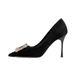 Women's Shoes Autumn New Style Black Stiletto Heels With Rhinestones, Elegant French Pointed Toe Single Shoes_vogvips.com