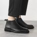 Men's Boots Mid Top Fall New Black Low Casual Leather Shoes_vogvips.com