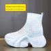 Inner Height Increasing Martin For Women Slip-On 2025 New Slim Knitted Short Thick Sole High Heel Stretch Sock Boots_vogvips.com