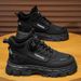 Autumn And Winter Men's High-Top Work Shoes, Men's British-Style Vintage Short Boots, Thick-Soled Non-Slip Martin Boots_vogvips.com