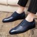 Men's plus Size Formal Leather Shoes Pointed Toe Oxford Retro Business Professional Fashion Patchwork Shoes_vogvips.com