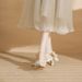 Women's Shoes Elegant Pointed-Toe Satin Wedding Heels For Women - Comfortable Chunky Heel Bridal Shoes In Beige (Sizes 31-43, 6cm/8cm Heel Options)_vogvips.com