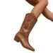Plus Size Embroidered V-Cut Knight 2024 Autumn New Mid-Heel Over-the-Knee Mid-Calf Women's Boots_vogvips.com