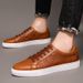 First Layer Cowhide Men's Shoes Breathable Little White Shoes Men's Plaid White Board Shoes Casual_vogvips.com
