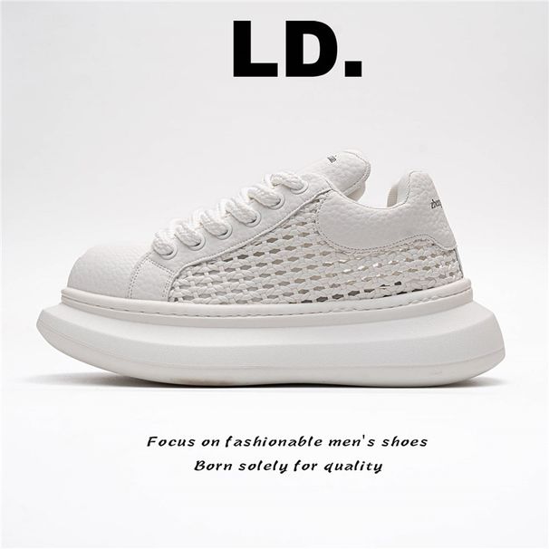 Men's New Summer Thick-Soled Breathable Sports Casual Shoes With Woven Stitching Trendy Sneakers_vogvips.com