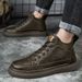 Casual Medium Tube Men's Shoes High-top Velvet Martin Boots Hand-scratched Simple Cowhide Board Shoes Men_vogvips.com