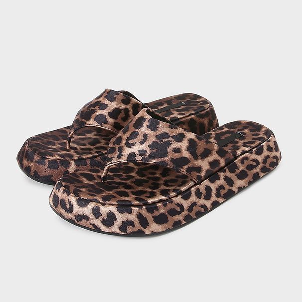 Summer Women's Leopard Print Flip Flop Casual Sandals Thick Soled Flat T-Shirt Style Shoes ZA2025_vogvips.com