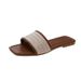 Southeast Asia Wholesale Flat Sandals For Women Summer Outdoor New Retro Woven Beach Fashion One-Strap Slippers_vogvips.com