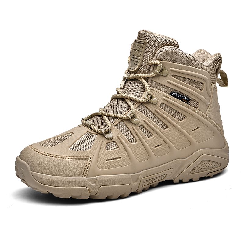 Outdoor High-top Boots Men Anti-slip Hiking Shoes Men Soft Durable Casual Lace-up Thick-soled Comfortable Combat Boots Men_vogvips.com