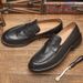 Euro Step British Style Penny Loafers First Layer Cowhide Moccasins Handmade Men's Slip-On Lazy Casual Leather Shoes_vogvips.com