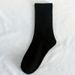 1pairs High Elastic Female Socks Student Black And White Mid-tube Socks Sports Wicking Cotton Socks Casual Solid Color Long Socks Female_vogvips.com
