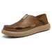 Plus-Size Men's Shoes Summer Lightweight Perforated Breathable Hollow-Out Leather Shoes Soft Leather Soft Sole Slip-On L_vogvips.com