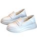 Lazy Loafers Women's Season Shock Absorption Soft Leather Thick Sole Inner Height Increase One Pedal Two Wear White Leather Shoes Single Shoes_vogvips.com