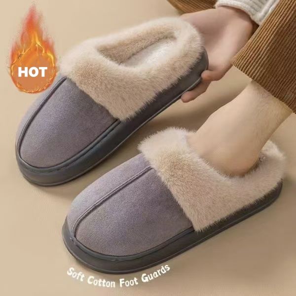 Fashion Women Fluffy Slippers For Winter Indoor EVA Thick Sole Anti Slip And Warm Unisex Slippers For Winter_vogvips.com