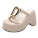 Women's Platform Wedge Sandals Summer Style 2025 New Arrival Versatile Petite Height Increasing One Strap With Metal Buckle_vogvips.com