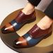 Euro Step Spring And Autumn New Brogue Color-Block Men's Carved Fashion Breathable Versatile Business Formal Wedding Leather Shoes_vogvips.com