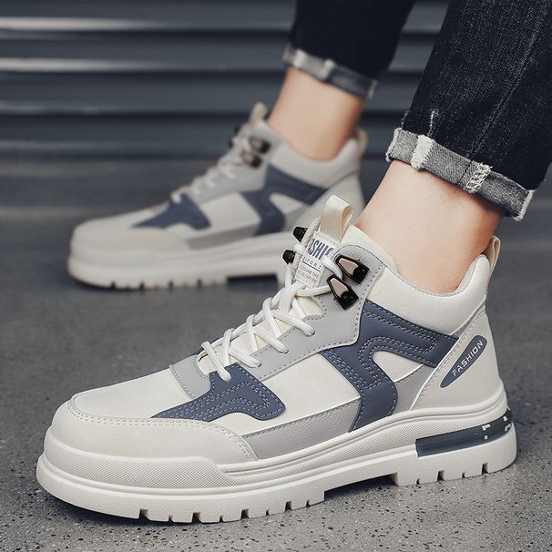 European Warm Series Autumn Mid-Top Sports Leather Patchwork Thick-Soled Work Martin Boots Fashion Versatile Trendy Men's Shoes_vogvips.com