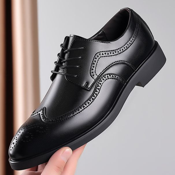 New Business Dress Leather Fashion British Block Large Men's Lace up Derby Shoes 48_vogvips.com