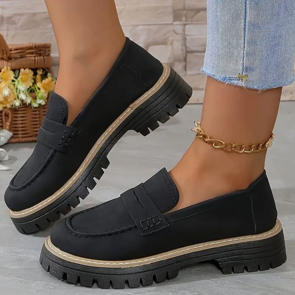 SHLIANG Woman Spring Autumn New British Style Flats Comfortable Low Heel Slip On Shoes Ladies Solid Color Platform Loafers Shoes Y0615_vogvips.com