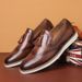 New men's casual shoes a slip-on business dress Brock fringe leather shoes_vogvips.com