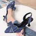 MTX Petite Elegant Rhinestone Pointed Bow High Heels Women Summer 2025 New Thin Heel Closed Toe Sandals Size 43_vogvips.com
