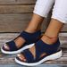 New Arrivalfashionplus Sizepure Color Elastic Slip-on Fish Mouth Wedge Heel Fly Woven Mesh Casual Sandals For Women_vogvips.com