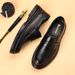 Suitable For All Seasons Top Layer Sheepskin Men's Business Casual Shoes Thick Sole Round Toe Slip-On Fashion Versatile Trendy Driving Loafers_vogvips.com
