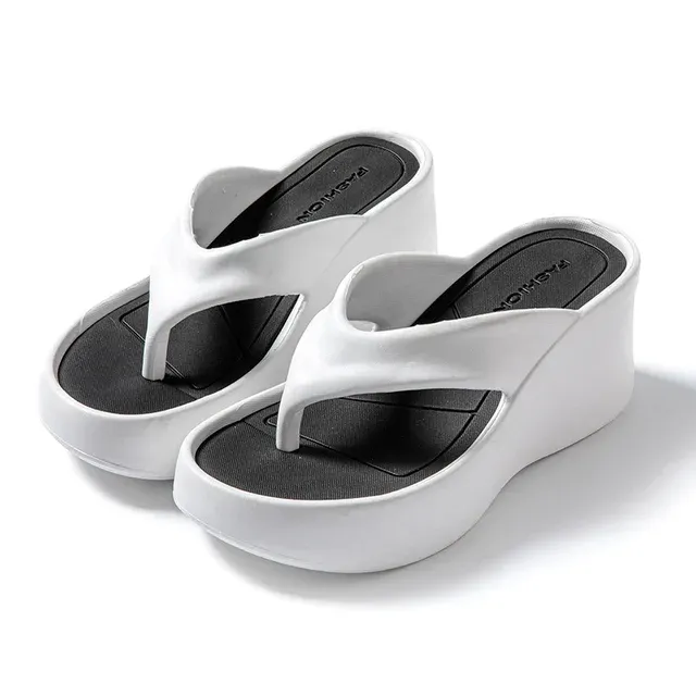 Women's High Heeled Flip Flops Thick Soled Fashionable Outdoor Slippers EVA Light Street Comfortable Casual Sandals_vogvips.com